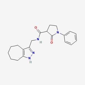 molecular formula C20H24N4O2 B3965269 N-(1,4,5,6,7,8-hexahydrocyclohepta[c]pyrazol-3-ylmethyl)-2-oxo-1-phenylpyrrolidine-3-carboxamide 
