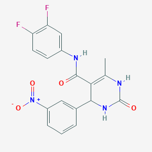 molecular formula C18H14F2N4O4 B3965317 N-(3,4-difluorophenyl)-6-methyl-4-(3-nitrophenyl)-2-oxo-1,2,3,4-tetrahydro-5-pyrimidinecarboxamide 