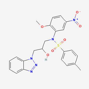 molecular formula C23H23N5O6S B3965381 N-[3-(1H-1,2,3-benzotriazol-1-yl)-2-hydroxypropyl]-N-(2-methoxy-5-nitrophenyl)-4-methylbenzenesulfonamide 