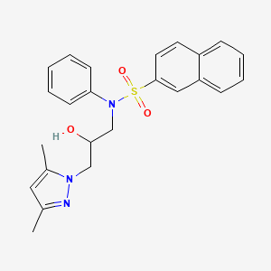 molecular formula C24H25N3O3S B3965451 N-[3-(3,5-dimethyl-1H-pyrazol-1-yl)-2-hydroxypropyl]-N-phenyl-2-naphthalenesulfonamide 