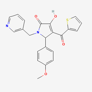 molecular formula C22H18N2O4S B3965486 3-HYDROXY-5-(4-METHOXYPHENYL)-1-[(PYRIDIN-3-YL)METHYL]-4-(THIOPHENE-2-CARBONYL)-2,5-DIHYDRO-1H-PYRROL-2-ONE 