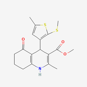 molecular formula C18H21NO3S2 B3965618 methyl 2-methyl-4-(5-methyl-2-methylsulfanylthiophen-3-yl)-5-oxo-4,6,7,8-tetrahydro-1H-quinoline-3-carboxylate 