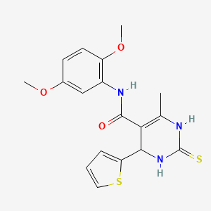 molecular formula C18H19N3O3S2 B3965706 N-(2,5-dimethoxyphenyl)-6-methyl-2-sulfanylidene-4-thiophen-2-yl-3,4-dihydro-1H-pyrimidine-5-carboxamide 