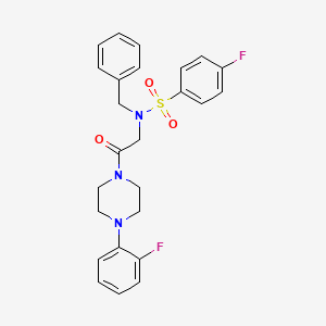 molecular formula C25H25F2N3O3S B3965712 N-benzyl-4-fluoro-N-{2-[4-(2-fluorophenyl)-1-piperazinyl]-2-oxoethyl}benzenesulfonamide 