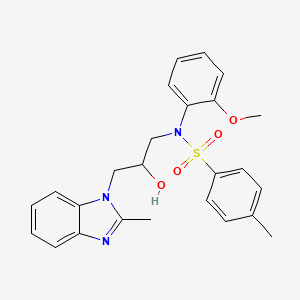 molecular formula C25H27N3O4S B3965773 N-[2-hydroxy-3-(2-methyl-1H-benzimidazol-1-yl)propyl]-N-(2-methoxyphenyl)-4-methylbenzenesulfonamide 