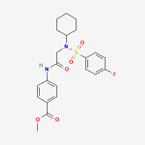 molecular formula C22H25FN2O5S B3965986 Methyl 4-[[2-[cyclohexyl-(4-fluorophenyl)sulfonylamino]acetyl]amino]benzoate 