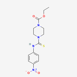 molecular formula C14H18N4O4S B3966208 Ethyl 4-[(4-nitrophenyl)carbamothioyl]piperazine-1-carboxylate 