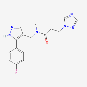 molecular formula C16H17FN6O B3966210 N-[[5-(4-fluorophenyl)-1H-pyrazol-4-yl]methyl]-N-methyl-3-(1,2,4-triazol-1-yl)propanamide 