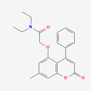 molecular formula C22H23NO4 B3966224 N,N-diethyl-2-[(7-methyl-2-oxo-4-phenyl-2H-chromen-5-yl)oxy]acetamide 