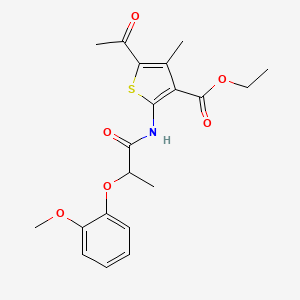 molecular formula C20H23NO6S B3966237 Ethyl 5-acetyl-2-[2-(2-methoxyphenoxy)propanamido]-4-methylthiophene-3-carboxylate 