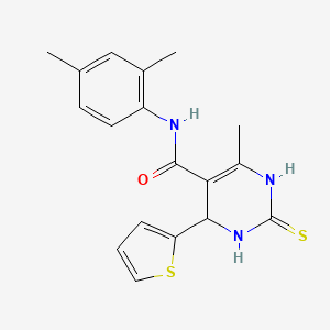 molecular formula C18H19N3OS2 B3966285 N-(2,4-DIMETHYLPHENYL)-6-METHYL-2-SULFANYLIDENE-4-(THIOPHEN-2-YL)-1,2,3,4-TETRAHYDROPYRIMIDINE-5-CARBOXAMIDE 
