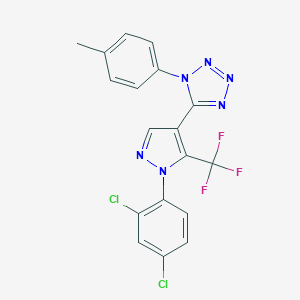 molecular formula C18H11Cl2F3N6 B396633 5-[1-(2,4-dichlorophenyl)-5-(trifluoromethyl)-1H-pyrazol-4-yl]-1-(4-methylphenyl)-1H-tetraazole 