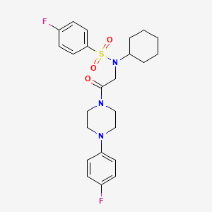 molecular formula C24H29F2N3O3S B3966400 N-cyclohexyl-4-fluoro-N-[2-[4-(4-fluorophenyl)piperazin-1-yl]-2-oxoethyl]benzenesulfonamide 