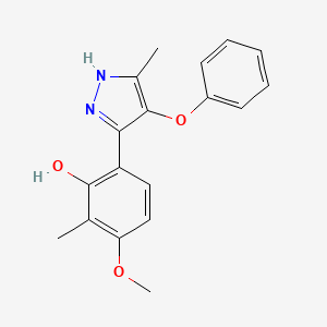 molecular formula C18H18N2O3 B3966413 3-methoxy-2-methyl-6-(5-methyl-4-phenoxy-1H-pyrazol-3-yl)phenol 
