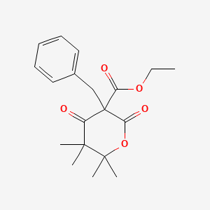 molecular formula C19H24O5 B3966418 Ethyl 3-benzyl-5,5,6,6-tetramethyl-2,4-dioxooxane-3-carboxylate 