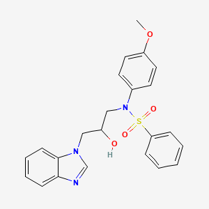 molecular formula C23H23N3O4S B3966479 N-[3-(1H-benzimidazol-1-yl)-2-hydroxypropyl]-N-(4-methoxyphenyl)benzenesulfonamide 