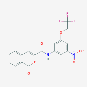 molecular formula C18H11F3N2O6 B3966554 N-[3-nitro-5-(2,2,2-trifluoroethoxy)phenyl]-1-oxoisochromene-3-carboxamide 