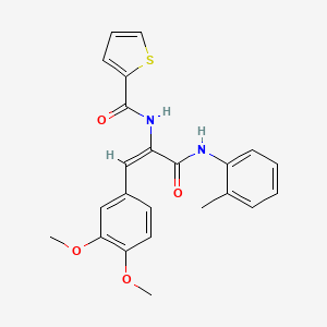 molecular formula C23H22N2O4S B3966567 N-[(E)-1-(3,4-dimethoxyphenyl)-3-(2-methylanilino)-3-oxoprop-1-en-2-yl]thiophene-2-carboxamide 