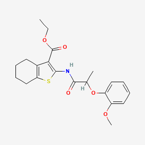 molecular formula C21H25NO5S B3966693 ethyl 2-{[2-(2-methoxyphenoxy)propanoyl]amino}-4,5,6,7-tetrahydro-1-benzothiophene-3-carboxylate 
