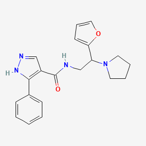 molecular formula C20H22N4O2 B3966796 N-[2-(furan-2-yl)-2-pyrrolidin-1-ylethyl]-5-phenyl-1H-pyrazole-4-carboxamide 