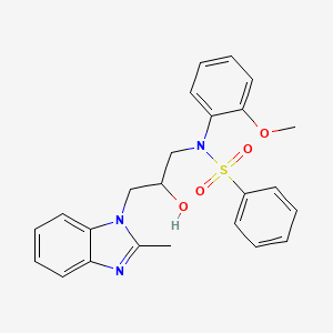 molecular formula C24H25N3O4S B3966812 N-[2-hydroxy-3-(2-methyl-1H-benzimidazol-1-yl)propyl]-N-(2-methoxyphenyl)benzenesulfonamide 