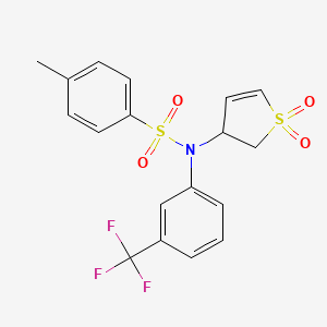 molecular formula C18H16F3NO4S2 B3966994 N-(1,1-dioxido-2,3-dihydro-3-thienyl)-4-methyl-N-[3-(trifluoromethyl)phenyl]benzenesulfonamide 