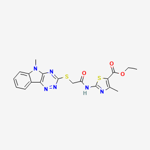 molecular formula C19H18N6O3S2 B3967039 ETHYL 4-METHYL-2-[2-({5-METHYL-5H-[1,2,4]TRIAZINO[5,6-B]INDOL-3-YL}SULFANYL)ACETAMIDO]-1,3-THIAZOLE-5-CARBOXYLATE 