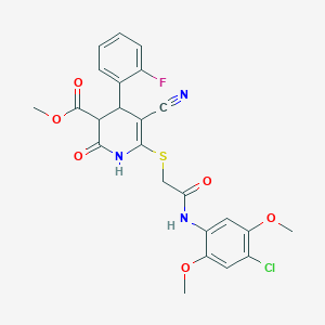 molecular formula C24H21ClFN3O6S B3967126 methyl 6-({2-[(4-chloro-2,5-dimethoxyphenyl)amino]-2-oxoethyl}thio)-5-cyano-4-(2-fluorophenyl)-2-oxo-1,2,3,4-tetrahydro-3-pyridinecarboxylate 