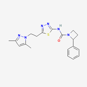 molecular formula C19H22N6OS B3967241 N-[5-[2-(3,5-dimethylpyrazol-1-yl)ethyl]-1,3,4-thiadiazol-2-yl]-2-phenylazetidine-1-carboxamide 