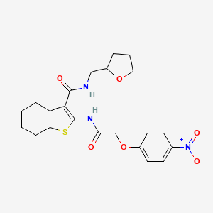 molecular formula C22H25N3O6S B3967464 2-{[(4-nitrophenoxy)acetyl]amino}-N-(tetrahydro-2-furanylmethyl)-4,5,6,7-tetrahydro-1-benzothiophene-3-carboxamide 