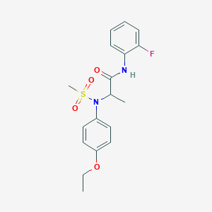 molecular formula C18H21FN2O4S B3967477 N~2~-(4-ethoxyphenyl)-N-(2-fluorophenyl)-N~2~-(methylsulfonyl)alaninamide 