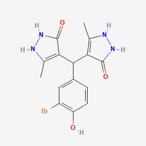 molecular formula C15H15BrN4O3 B3967482 4,4'-[(3-bromo-4-hydroxyphenyl)methylene]bis(3-methyl-1H-pyrazol-5-ol) 