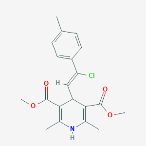 molecular formula C20H22ClNO4 B396754 Dimethyl 4-[2-chloro-2-(4-methylphenyl)vinyl]-2,6-dimethyl-1,4-dihydro-3,5-pyridinedicarboxylate 