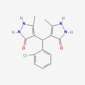 molecular formula C15H15ClN4O2 B3967685 4,4'-[(2-chlorophenyl)methanediyl]bis(3-methyl-1H-pyrazol-5-ol) 