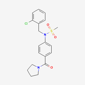 molecular formula C19H21ClN2O3S B3967743 N-(2-chlorobenzyl)-N-[4-(pyrrolidin-1-ylcarbonyl)phenyl]methanesulfonamide 