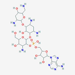molecular formula C28H49N10O15P B039679 [4-amino-2-[4,6-diamino-3-[3-amino-6-(aminomethyl)-5-hydroxyoxan-2-yl]oxy-2-hydroxycyclohexyl]oxy-5-hydroxy-6-(hydroxymethyl)oxan-3-yl] [5-(6-aminopurin-9-yl)-3,4-dihydroxyoxolan-2-yl]methyl hydrogen phosphate CAS No. 114550-26-4