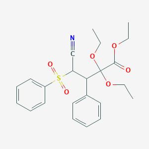 Ethyl 4-cyano-2,2-diethoxy-3-phenyl-4-(phenylsulfonyl)butanoate