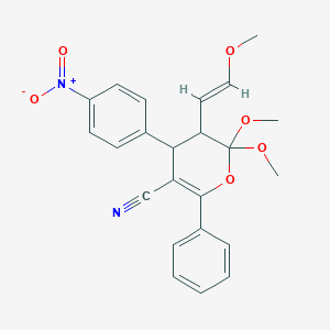4-{4-nitrophenyl}-2,2-dimethoxy-3-(2-methoxyvinyl)-6-phenyl-3,4-dihydro-2H-pyran-5-carbonitrile