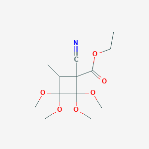 molecular formula C13H21NO6 B396856 Ethyl 1-cyano-2,2,3,3-tetramethoxy-4-methylcyclobutanecarboxylate 
