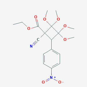 molecular formula C18H22N2O8 B396865 Ethyl 1-cyano-4-{4-nitrophenyl}-2,2,3,3-tetramethoxycyclobutanecarboxylate 