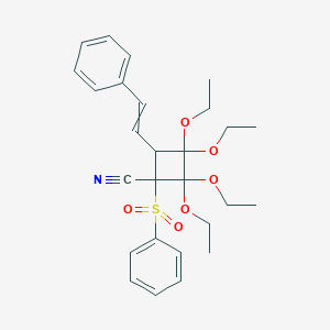 2,2,3,3-Tetraethoxy-1-(phenylsulfonyl)-4-(2-phenylvinyl)cyclobutanecarbonitrile