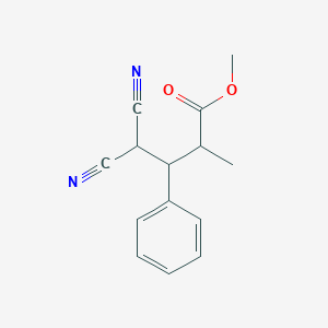 molecular formula C14H14N2O2 B396895 Methyl 4,4-dicyano-2-methyl-3-phenylbutanoate 