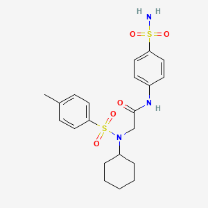 molecular formula C21H27N3O5S2 B3969257 N~2~-cyclohexyl-N~2~-[(4-methylphenyl)sulfonyl]-N-(4-sulfamoylphenyl)glycinamide 