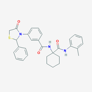 molecular formula C30H31N3O3S B396937 N-{1-[(2-methylphenyl)carbamoyl]cyclohexyl}-3-(4-oxo-2-phenyl-1,3-thiazolidin-3-yl)benzamide 