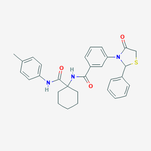 molecular formula C30H31N3O3S B396939 N-{1-[(4-methylphenyl)carbamoyl]cyclohexyl}-3-(4-oxo-2-phenyl-1,3-thiazolidin-3-yl)benzamide 
