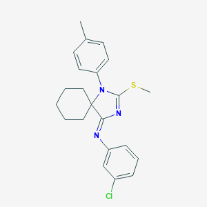 molecular formula C22H24ClN3S B396955 N-(3-chlorophenyl)-N-[1-(4-methylphenyl)-2-(methylsulfanyl)-1,3-diazaspiro[4.5]dec-2-en-4-ylidene]amine 