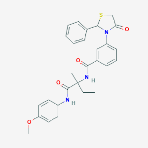 N-[1-(4-methoxyanilino)-2-methyl-1-oxobutan-2-yl]-3-(4-oxo-2-phenyl-1,3-thiazolidin-3-yl)benzamide