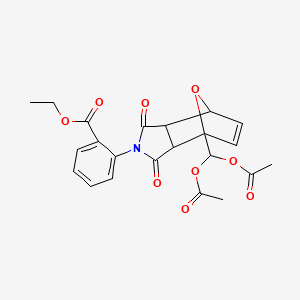 molecular formula C22H21NO9 B3970271 ethyl 2-{4-[bis(acetyloxy)methyl]-1,3-dioxo-1,3,3a,4,7,7a-hexahydro-2H-4,7-epoxyisoindol-2-yl}benzoate 