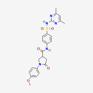 molecular formula C24H25N5O5S B3971039 N-{4-[(4,6-dimethylpyrimidin-2-yl)sulfamoyl]phenyl}-1-(4-methoxyphenyl)-5-oxopyrrolidine-3-carboxamide 