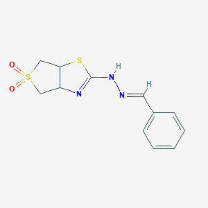 molecular formula C12H13N3O2S2 B397118 (2E)-2-[(2E)-benzylidenehydrazinylidene]hexahydrothieno[3,4-d][1,3]thiazole 5,5-dioxide 